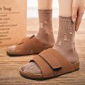 Cork Slippers Men Summer Beach Slides Suede Leather Womens Flat Sandals Fashionable Outdoor Male Mules Non Slip Babouche Femm. 