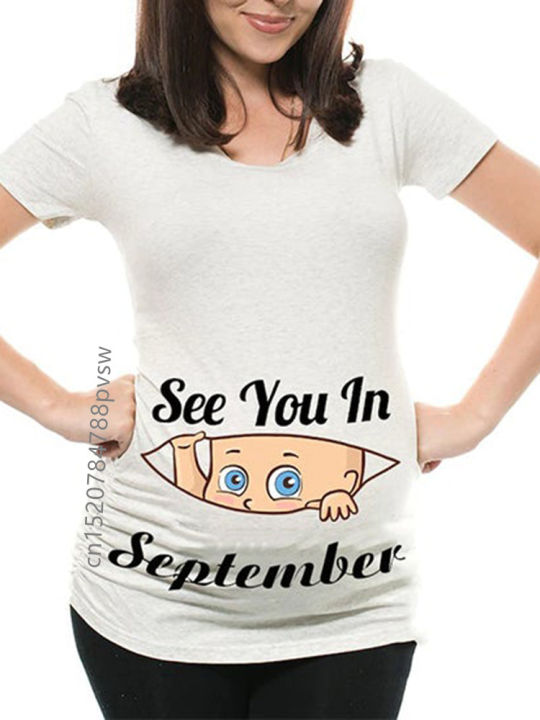Pregnant%20Women's%20Pregnancy%20Announcement%20T-Shirt,%20Female%20Pregnancy%20Clothes,%20New%20Mom%20Clothes,%20See%20You%20in%20January-December,%20Funny%20-%20Image%207