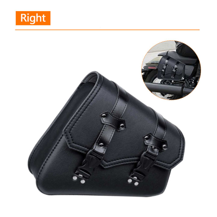 Universal Motorcycle Saddle Bags PU Leather Tool Bag w/Water Bottle Holder Cafe Racer Luggage Bag Waterproof For Cruiser Custom