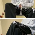 Spring and summer harbor wind sweatpants men's personality with fashion trend wide leg pants casual straight leg sweatpants. 