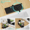 Dish Sponge Rack - Punch-Free Wall-Mounted, Long Brush Holder, Countertop Sink Rag Drain Storage Rack.