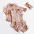 2Pcs Infant Baby Girl Clothes Set Cotton Ruffle Newborn Girl Romper Tops + Bloomer Baby Outfits Spring Summer Baby Girl Clothing. 