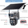 Solar Camera 4G Sim Outdoor Dual Lens 3 view WiFi 8MP 4K IP Camara Solar Panel CCTV

Security Built in Battery PIR Cam V380. 