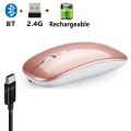 Wireless Mouse Slim Bluetooth-compatible 2.4G Computer Mice Portable Rechargeable/Battery Cordless Mouse for iPad Laptop Desktop.