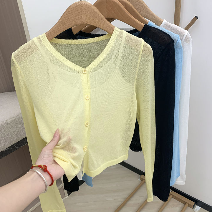 Button%20Front%20Knit%20Top%20Long%20Sleeve%20Plain%20Crop%20Cardigan%20Cover%20Up%20Jacket%20for%20Women%20Spring%20Summer%20Teen-girl%20Daily%20Outfit%20-%20Image%203
