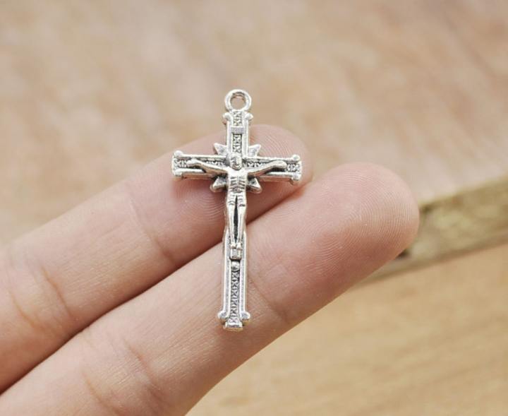 Antique silver Cross Charms Cross Pendant / Locket - 1 ps