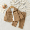 Baby Clothing Solid Set 2025 Autumn Winter New Baby Boy's Long Sleeve Suit Shirt Coat+Pant Cool 3-24M Two-piece ClothesSet.