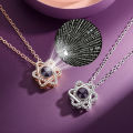 Luxury 100 Languages Projection Pendant Necklaces With Rose  Box For Women Girlfriend Wife  Valentine Jewelry. 