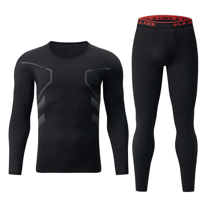 1/2piece%20Autumn/Winter%20Men's%20Casual%20Printed%20Fashionable%20Thermal%20Underwear%20Set%20Comfortable%20Sports%20Top%20T-shirt%20Elastic%20Waist%20Pants%20-%20Image%203