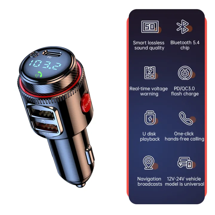 Bluetooth%205.4%20Car%20Adapter%20Wireless%20AUX%20FM%20Transmitter%20USB%20C&QC3.0%20%20PD%2030W%20Fast%20Charging%20Cigarette%20Lighter%20Radio%20Music%20Bass%20-%20Image%207