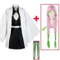 Volwassen Kids Demon Slayer   No Yaiba Anime Kimono Kanroji Mitsuri Cosplay Full Set Pruik Halloween Kostuum Voor Vrouwen Meisje. 