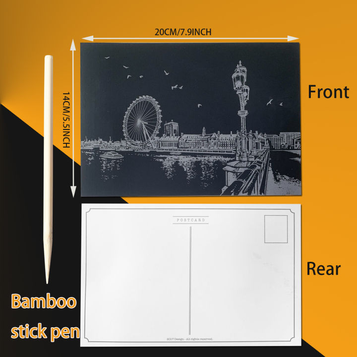 4PCS%20Postcard%20Night%20Scene%20Colorful%20Scratch%20Art%20Cool%20And%20Colorful%20Scratch%20Art%20With%20Bamboo%20Sticks,Landscape%20Architecture%20Clip%20Art%20-%20Image%202