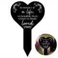 1pc Heart-shaped Commemorative Plaque Pile Cemetery Mark Black Garden Pile Sympathy Cemetery Pile Courtyard Cemetery Decoration. 