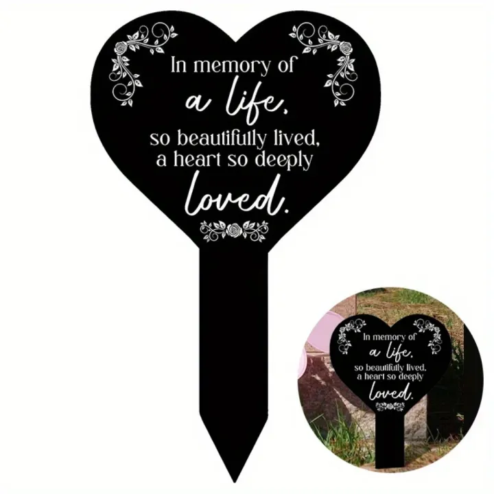 1pc%20Heart-shaped%20Commemorative%20Plaque%20Pile%20Cemetery%20Mark%20Black%20Garden%20Pile%20Sympathy%20Cemetery%20Pile%20Courtyard%20Cemetery%20Decoration%20-%20Image%205
