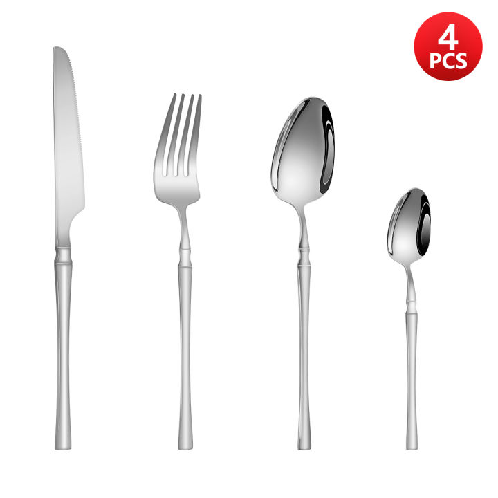 4/6/16/24pcs%20%20Silver%20stainless%20steel%20cutlery%20Steak%20knife%20and%20fork%20dessert%20spoon%20spoon%20and%20teaspoon%20Home%20restaurant%20cutlery%20set%20-%20Image%205