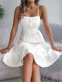 Casual Vacation Ruffled Camisole Dress Spring Summer Women's Solid Dresses for 2026 Valentine's Day Woman Clothing Pink Blue. 