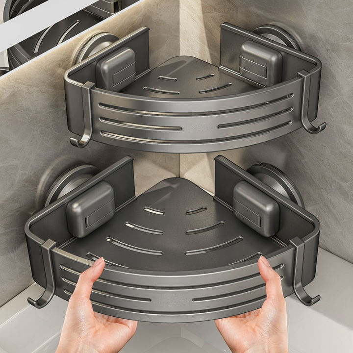 No-Drill Suction Cup Storage Rack, Bathroom Toilet Wall Mounted Hand Washing, Shower Room, Wall Mounted Triangular