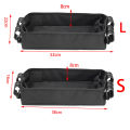 Double Sided Stroller Tray for Snacks & Activities Featuring Faux Leather Side for Eating, Polyester Side for Activities. 