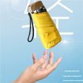 Ultra Light Small Mini Women Five Fold Umbrella Sun Proof Sun Proof Anti UV Sun Rain Dual Use Umbrella Thick Black Glue Pocket S. 