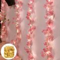 1PC Cherry Blossom String Light 20 LED Garland Artificial Flower Garland Vines Fairy Lights Flower Light For Home Decor Party Bedroom Curtain Room Decoration Cherry Blossom Flower String Lights For Mirror Room Wall Decoration Lights Outdoor Party Lights.. 