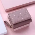 Women's Short Embroidered Love Zero Wallet Zipper Buckle Large Capacity Card Bag Versatile Fashion Simple. 