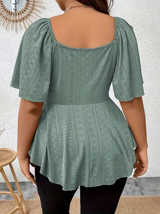 Plus%20Size%20Elegant%20Summer%20T%20Shirt%20for%20Women%20Casual%20Office%20Lady%20Solid%20Curve%20Clothing%20Loose%20V%20Neck%20Tops%20-%20Image%202