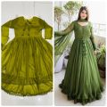 FK Collection Stitched 3-Piece Double Layer Maxi Dress for Women and Girls - Chiffon Fabric, Casual and Party Wear, Medium and Large Sizes. 