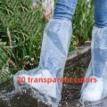 10/20/30pcs Rainy Disposable Shoe Covers, Transparent Plastic Outdoor Thick Wear-Resistant Waterproof Isolation Foot Covers. 