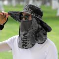 Anti-UV Wide Brim Sun Hat With Face Mask Adjustable Agricultural Work Hat Outing Hiking Fisherman Hat Breathable Beach Bucket. 