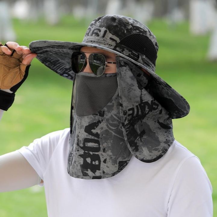 Anti-UV%20Wide%20Brim%20Sun%20Hat%20With%20Face%20Mask%20Adjustable%20Agricultural%20Work%20Hat%20Outing%20Hiking%20Fisherman%20Hat%20Breathable%20Beach%20Bucket%20-%20Image%205