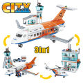3in1 City Series Aviation Cargo Plane Helicopter Airport Airbus Airplane Control Tower DIY Building Blocks Toy Set Kids Boy . 