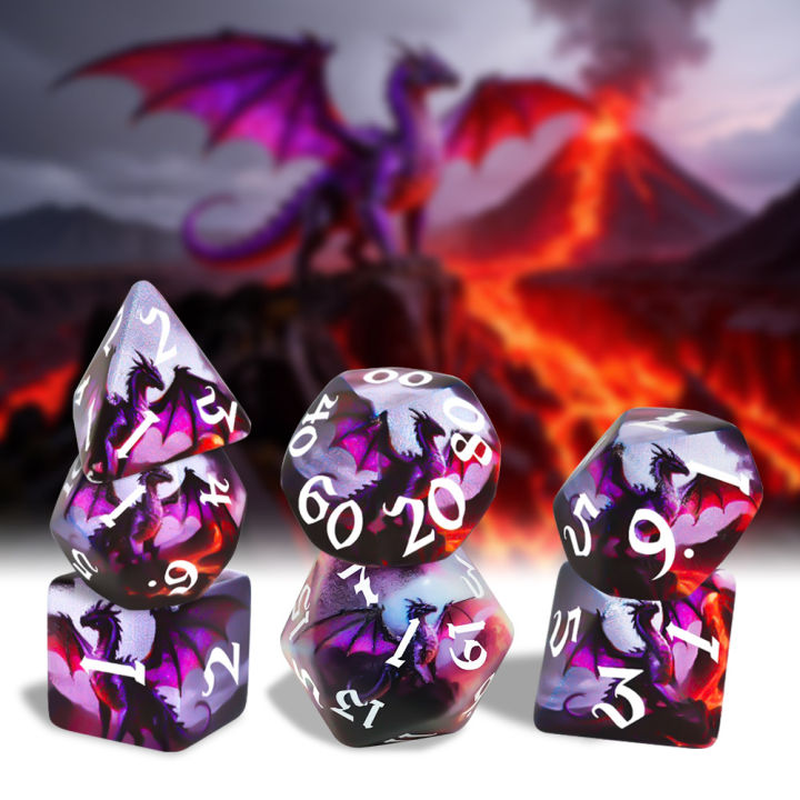 sometimesithappens · Images High Quality Grahic 7Pcs/set Print Dragons Dice Set DND RPG MTG Dungeons and Dragons Dice ...