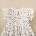 Summer female infant white short-sleeved grass-printed triangular Romper and bow two-piece set sweet and cute. 