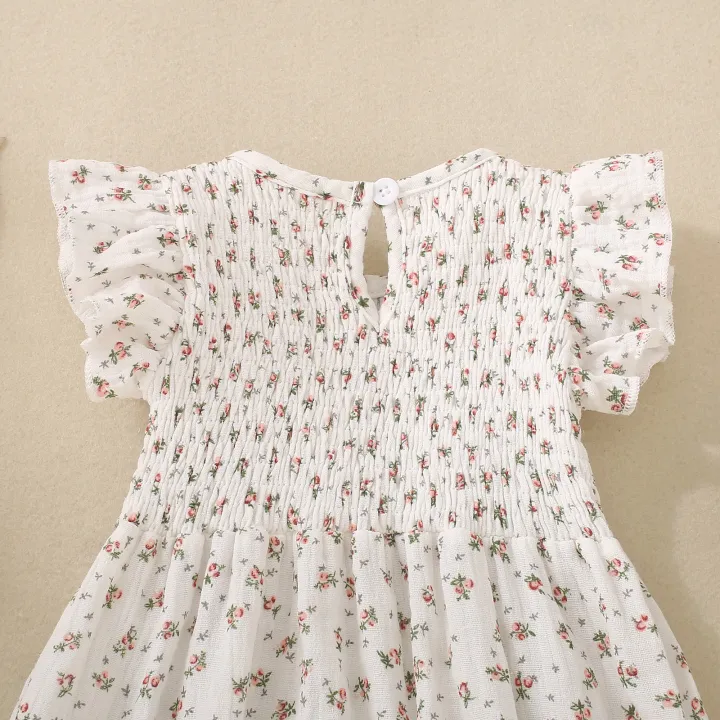 Summer%20female%20infant%20white%20short-sleeved%20grass-printed%20triangular%20Romper%20and%20bow%20two-piece%20set%20sweet%20and%20cute%20-%20Image%206