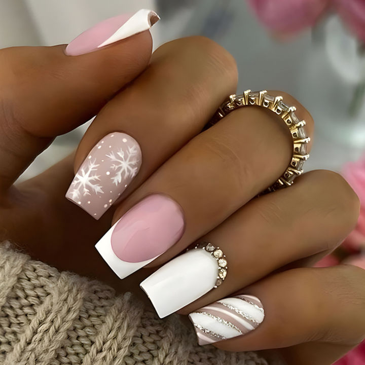 24pcs%20Square%20Short%20Fake%20Nails%20Blue%20Green%20Butterfly%20French%20False%20Nails%20Designs%20Full%20Coverage%20Waterproof%20Artificial%20Press%20on%20Nail%20-%20Image%202