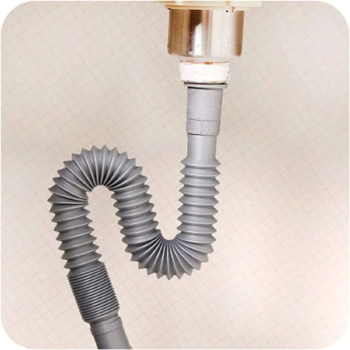 Sink waste pipe flexible 1-1/2" grey kitchen