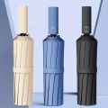 A 12 bone double bone folding automatic umbrella, enlarged umbrella face, thickened umbrella frame, fiberglass 24 bone wind. 