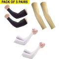 Arm Sleeves For Men Sports Sun UV Protection Cooling Sports Arm Sleeves For Men Women| Arm Muffs | Pair of Cooling Sports Hand Sleeves For Men Boys & Girls In Pack of 3 Black/White/Skin Colors. 