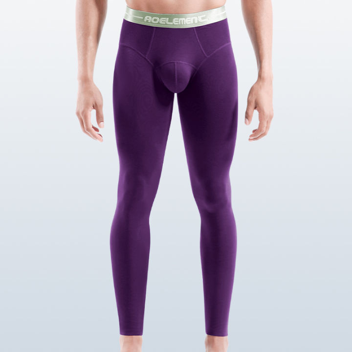 Men's Thin Single-Piece Thermal Pants, Slim Fit Base Layer Pants, Youth Thermal Pants, Slim-Fit Autumn and Winter Leggings, Cotton Thermal Pants
