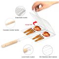 Stainless Steel Barbecue Rack Foldable Portable Long Handle Barbecue Basket Large Capacity Grilling Net Barbecue Tools. 