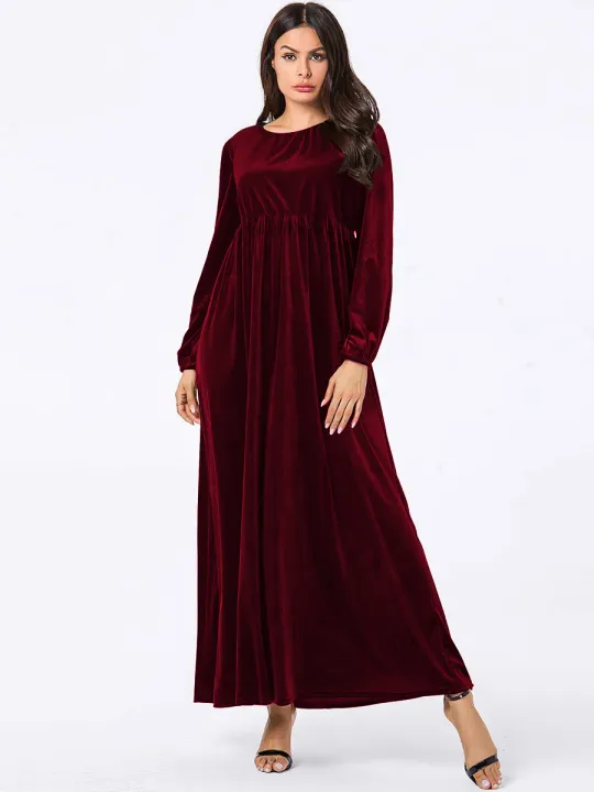 Plus%20Size%20Women's%20Velvet%20Maxi%20Dress%20Long%20Sleeve%20Round%20Neck%20High%20Waist%20Loose%20Casual%20Modest%20Long%20Dress%20-%20Image%205