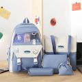Korean Style 4 Piece Backpack Set for School Girls Washable Fabric 18x14 Inch. 