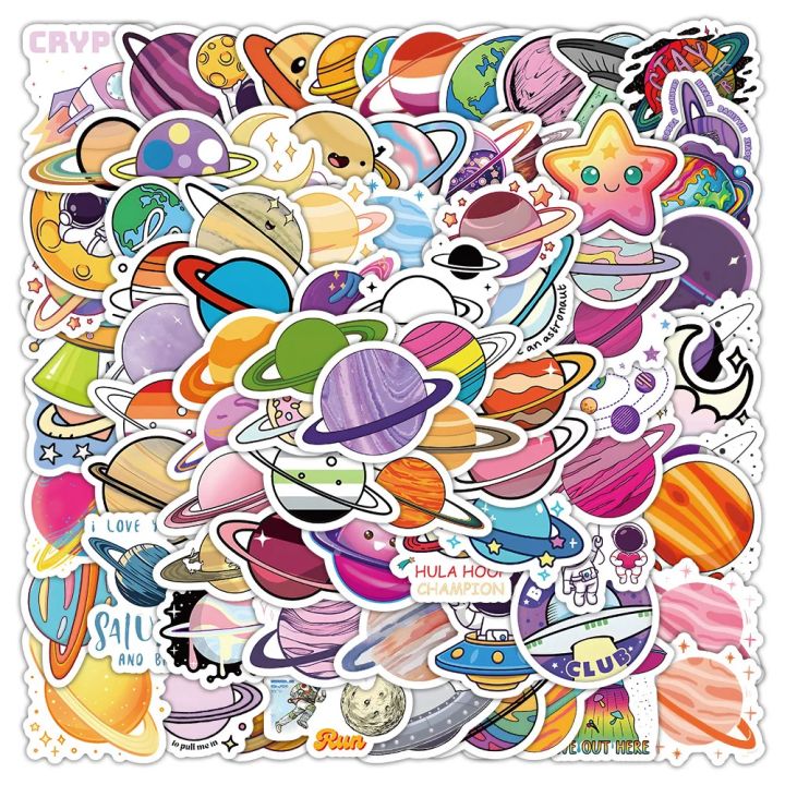 10/100Pcs Cute Stickers Pack Kawaii Space Planet Aesthetic Stationery ...
