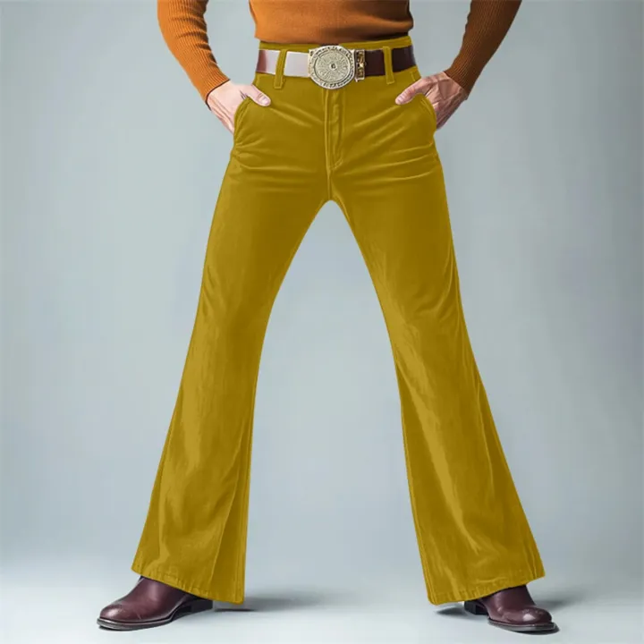 Men%20Retro%20Disco%20Flared%20Pants%20Classic%20Vintage%20Style%20Comfy%20Flare%20Trousers%20Fitted%20Velvet%20Fabric%20Dancing%20Stylish%20Pants%20Without%20Belt%20-%20Image%203