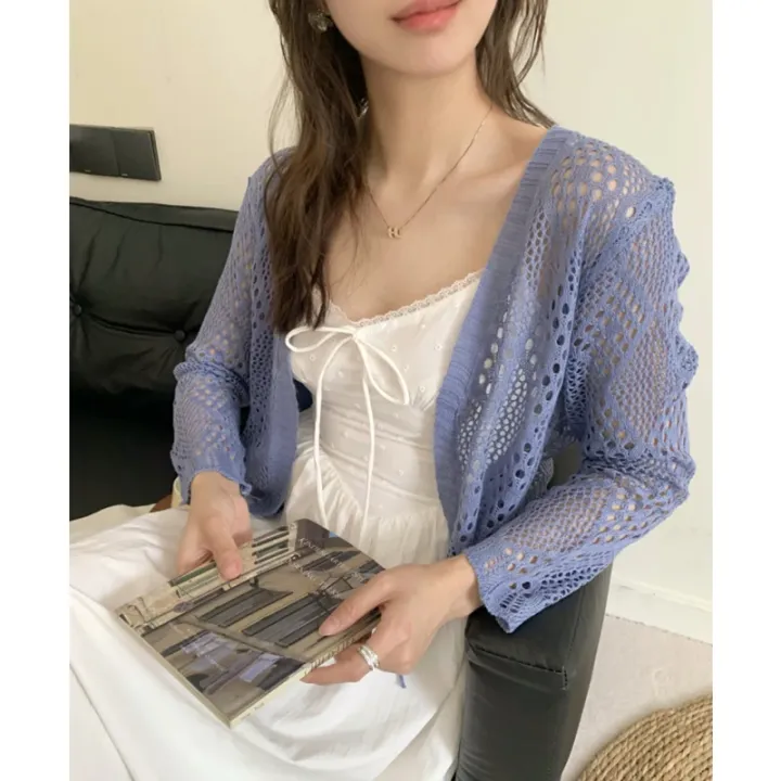 Sheer%20Pointelle%20Knit%20Crop%20Cardigan%20with%20Tie%20Front%20Openwork%20Long%20Sleeve%20Short%20Jacket%20Top%20Cover%20for%20Women%20Teen-girl%20Cute%20Outfit%20-%20Image%205