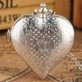 Stylish romantic heart-shaped diamond quartz women's necklace pocket watch souvenir for girls.