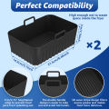 2Pcs Air Fryer Silicone Pot Air Fryer Liner Heat Resistant Air Fryer Silicone Basket Rectangle Baking Pan for Oven Microwave.