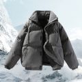 High Quality Men's Down Jacket Casual Fashion Solid Color Outdoor Sports Windproof Warm Stand Collar Coat Men's Cotton Jacket. 
