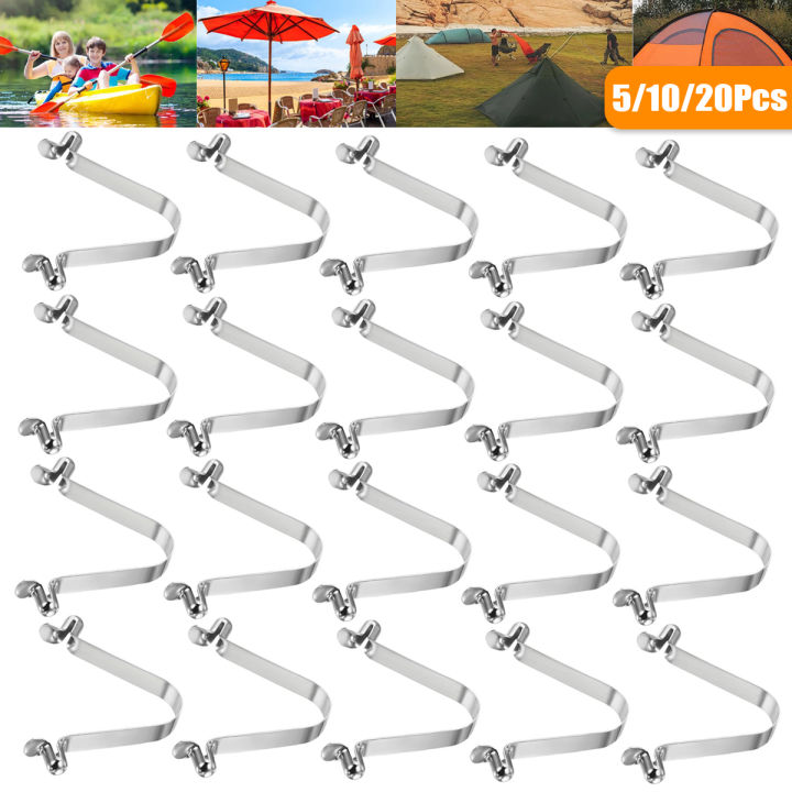 Kayak Paddle Spring Snap Clips Push Button Spring Clip V-Shaped Lift Telescopic Locking Tube Pole Clips for Awning Tent Pole