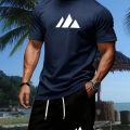 New summer fitness sportswear for men, short-sleeved T-shirt and shorts two-piece set, breathable and quick-drying casual wear.. 